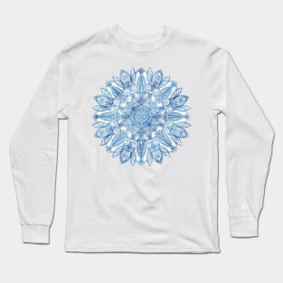 Blue Glitter Mandala Long Sleeve T-Shirt